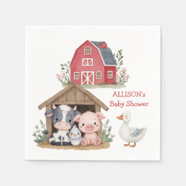 可愛い飼育動物豚カウベイビーシャワー スタンダードカクテルナプキン