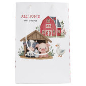 可愛い飼育動物豚カウベイビーシャワー ミディアムペーパーバッグ (正面)