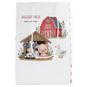 可愛い飼育動物豚カウベイビーシャワー ミディアムペーパーバッグ (裏面)