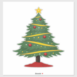 可愛い飾り輝くクリスマスツリー シール