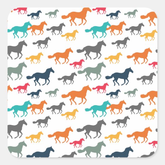 可愛い馬の柄 スクエアシール (正面)