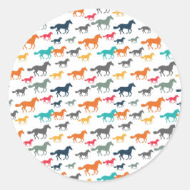 可愛い馬の柄 ラウンドシール