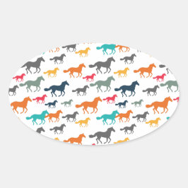 可愛い馬の柄 楕円形シール