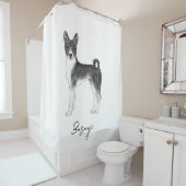 可愛い馬仙寺犬の白黒カスタム文字 シャワーカーテン (インサイチュ)