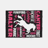 可愛い馬好きおもしろいガール乗馬 フリースブランケット (正面(横))