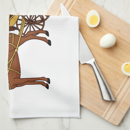 可愛い馬王室の車イラストレーション キッチンタオル (四つ折り)