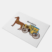 可愛い馬王室の車イラストレーション ドアマット (アングル)
