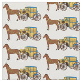 可愛い馬王室の車イラストレーション ファブリック (クローズアップ)