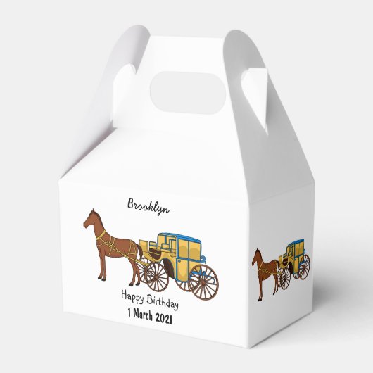 可愛い馬王室の車イラストレーション フェイバーボックス (裏面サイド)