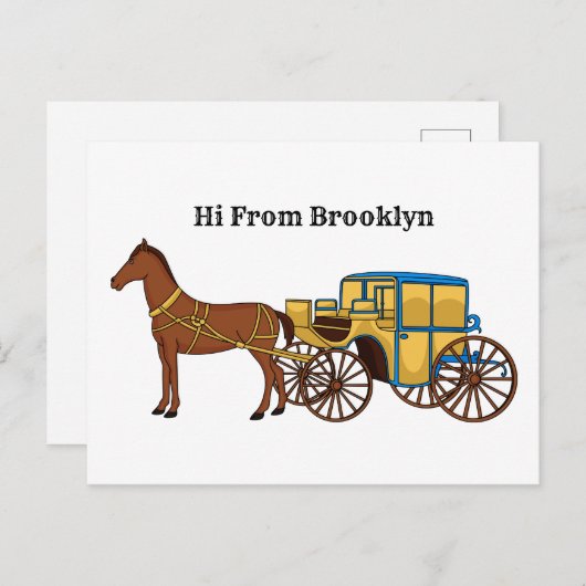 可愛い馬王室の車イラストレーション ポストカード (正面/裏面)