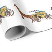 可愛い馬王室の車イラストレーション ラッピングペーパー (ロールコーナー)