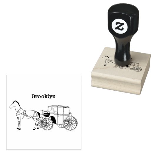 可愛い馬王室の車イラストレーション ラバースタンプ (押印)