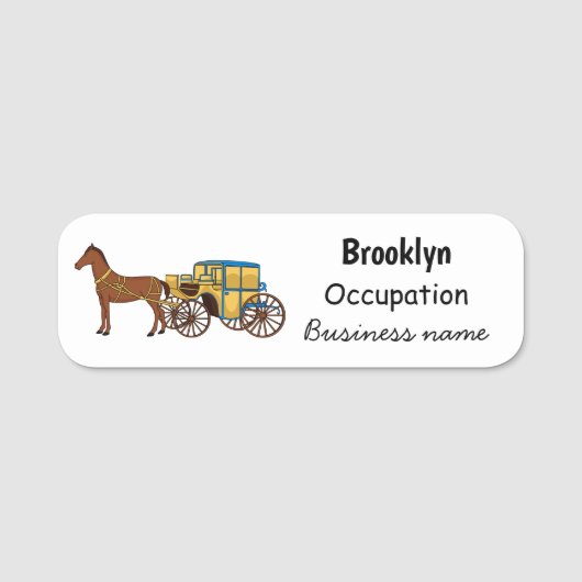 可愛い馬王室の車イラストレーション 名札 (正面)