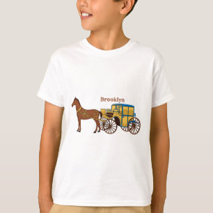 可愛い馬王室の車イラストレーション Tシャツ