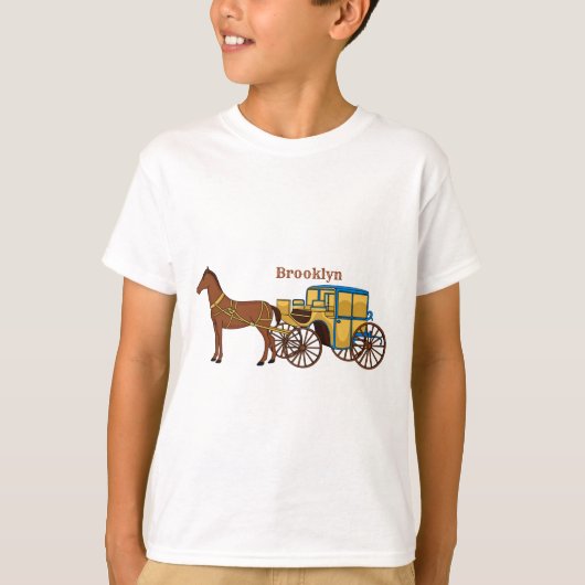 可愛い馬王室の車イラストレーション Tシャツ (正面)