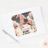 可愛い馬私の小さなポニー最初の1歳の誕生日 スクエアシール (封筒)