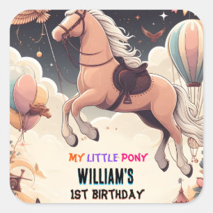 可愛い馬私の小さなポニー最初の1歳の誕生日 スクエアシール