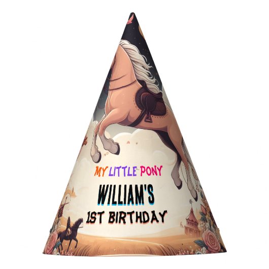 可愛い馬私の小さなポニー最初の1歳の誕生日 パーティーハット (正面)