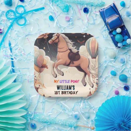 可愛い馬私の小さなポニー最初の1歳の誕生日 ペーパープレート (パーティー)