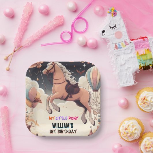 可愛い馬私の小さなポニー最初の1歳の誕生日 ペーパープレート (パーティー)