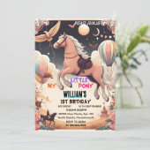 可愛い馬私の小さなポニー最初の1歳の誕生日 招待状 (スタンド正面)