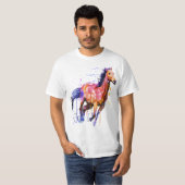 可愛い馬馬好きカラフルアートホースアド Tシャツ (正面フル)