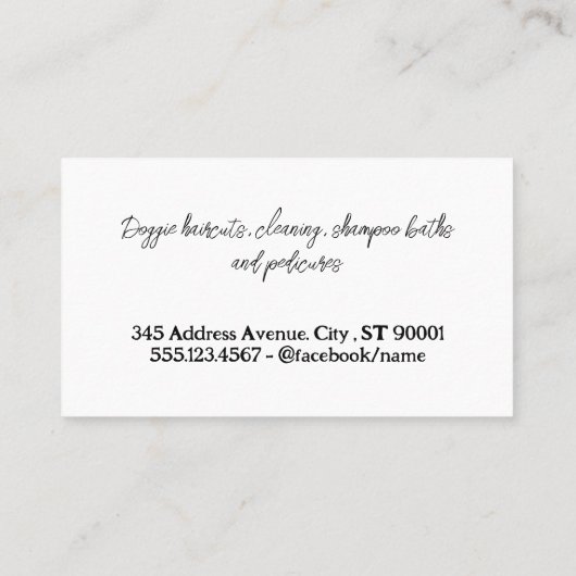 可愛い骨の付いた犬 |木材 |グルーミングツール 名刺 (裏面)