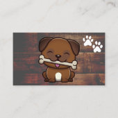 可愛い骨の付いた犬 | Paws |ウッドの名刺 名刺 (正面)