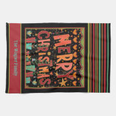 可愛い髭お洒落がパーソナライズされた楽しいクリスマス キッチンタオル (横)