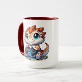 可愛い髭つきドラゴン保持ゲームコントローラー マグカップ (正面左)