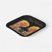 可愛い魔女と猫ゲイト外ハロウィン ペーパープレート (傾斜あり)