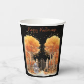 可愛い魔女と猫ゲイト外ハロウィン 紙コップ (裏面)