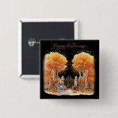 可愛い魔女と猫ゲイト外ハロウィン 缶バッジ (正面&裏面)