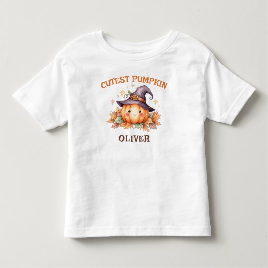 可愛い魔女のかぼちゃと紅葉 トドラーTシャツ (正面)