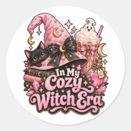 可愛い魔女の時代 ピンクのハロウィン ラウンドシール