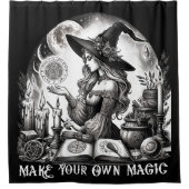 可愛い魔女の薬局 自分だけの魔法を作ろう シャワーカーテン (正面)