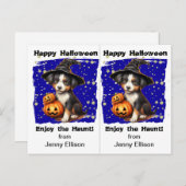 可愛い魔女パピースクールパーティハロウィンカード ポストカード (正面/裏面)