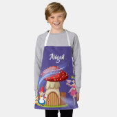 可愛い魔法のゴブリン妖精パーソナライズされたの名前キッズ エプロン (着用した状態)
