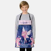 可愛い魔法のファンタジーのお洒落妖女の子ブルー エプロン (着用した状態)