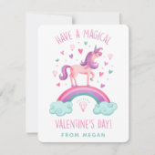 可愛い魔法のユニコーンバレンタインデーフラットノートカード ノートカード (正面)