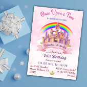 可愛い魔法の城虹の姫1歳の誕生日 招待状