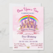 可愛い魔法の城虹の姫1歳の誕生日 招待状 (正面)