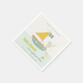 可愛い魚釣りテディベアースターセーリングボートベビーシャワー スタンダードカクテルナプキン (角)