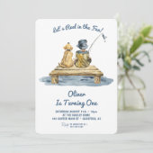 可愛い魚釣りボーイ1歳の誕生日 招待状 (スタンド正面)