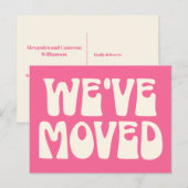可愛い鮮やかなピンクのミニマリストが新しいアドレスを移動 ポストカード (正面/裏面)