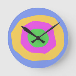 可愛い鮮やかモダンデザインピンクイエローグリーン ラウンド壁時計
