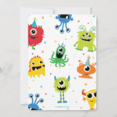 可愛い鮮やかリトルモンスターズ少年1歳の誕生日 招待状 (裏面)