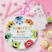 可愛い鮮やかリトルモンスターズ1歳の誕生日パーティー ペーパープレート (パーティー)