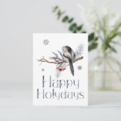 可愛い鳥が松の枝に座る ポストカード (スタンド正面)