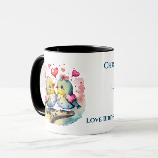 可愛い鳥が青パーソナライズされたと言う マグカップ (正面左)